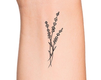 Lavender Temporary Tattoo, Floral Outline (2 inch)