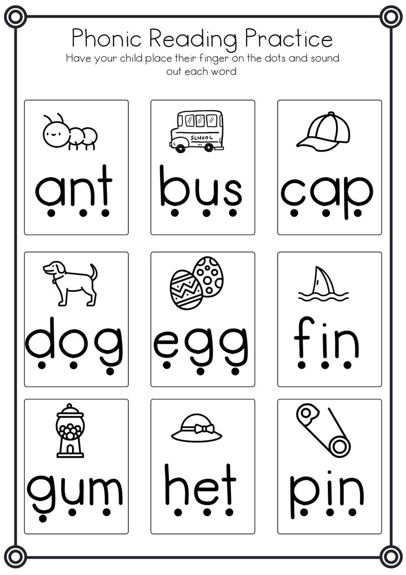 phonic reading practice worksheets printable etsy