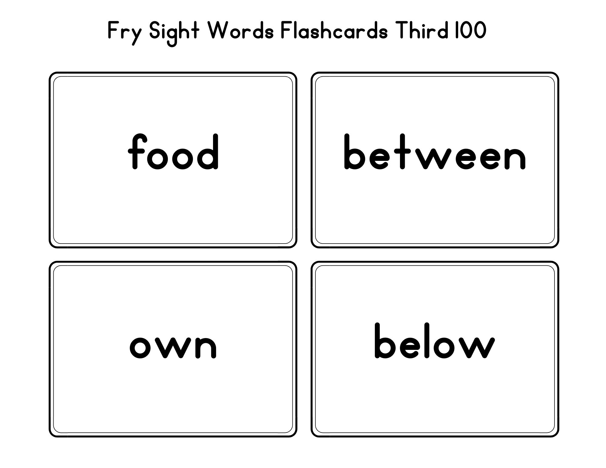 Fry Sight Words Third Set of 100 Sight Words Flash Cards Printable - Etsy