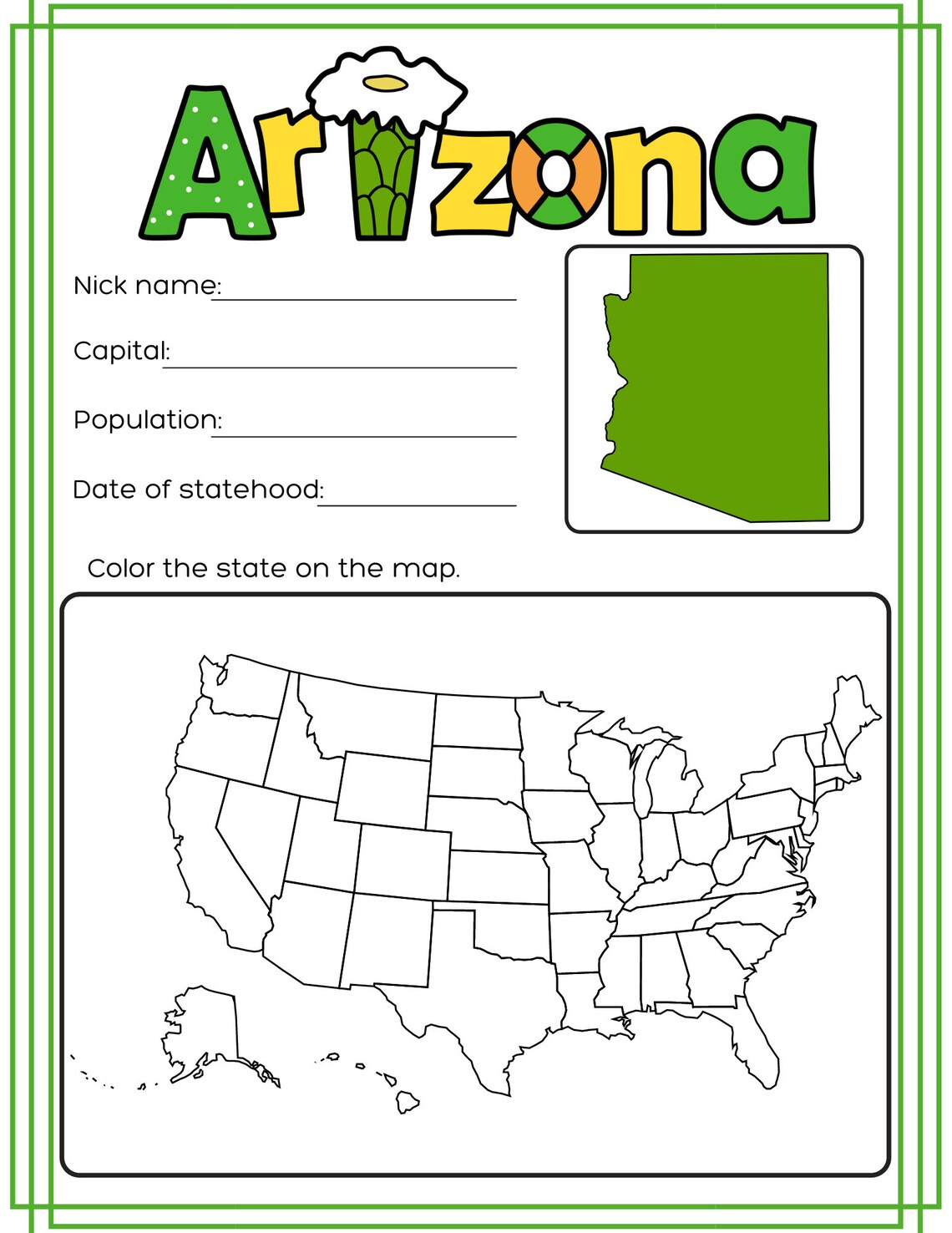 50 States Study Worksheets Homeschool Materials Printable - Etsy