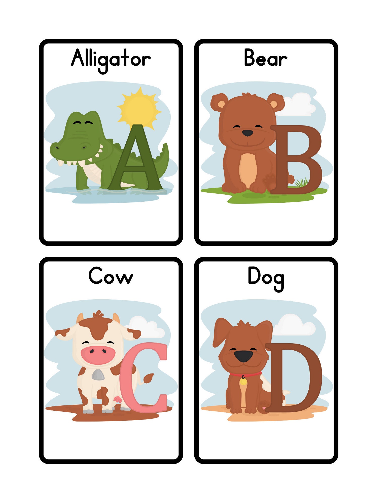 Animal Alphabet Printable Flashcards - Etsy for Free Printable Animal Alphabet Flash Cards