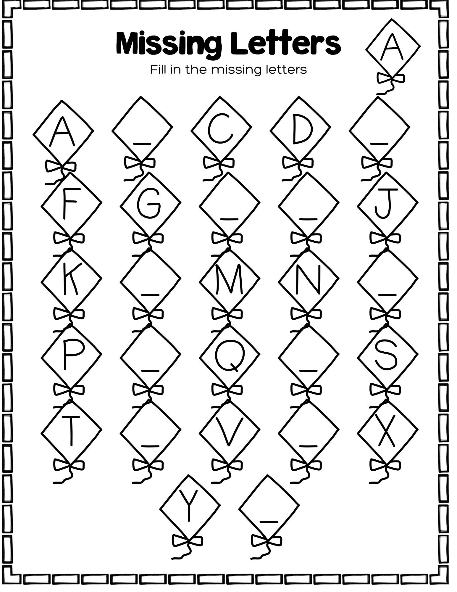 Missing Letters Alphabet practice worksheets | Etsy