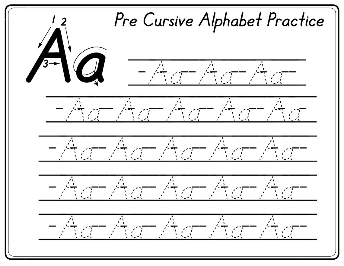 Pre Cursive Handwriting Practice Etsy