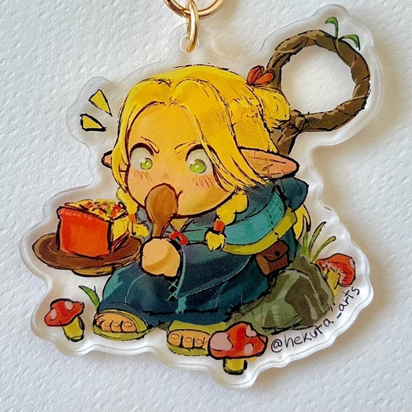 Keychain Marcille Dungeon Meshi Stew Chibi Cute 6.5cm 2.5'' inch Acrylic double sided Delicious in Dungeon