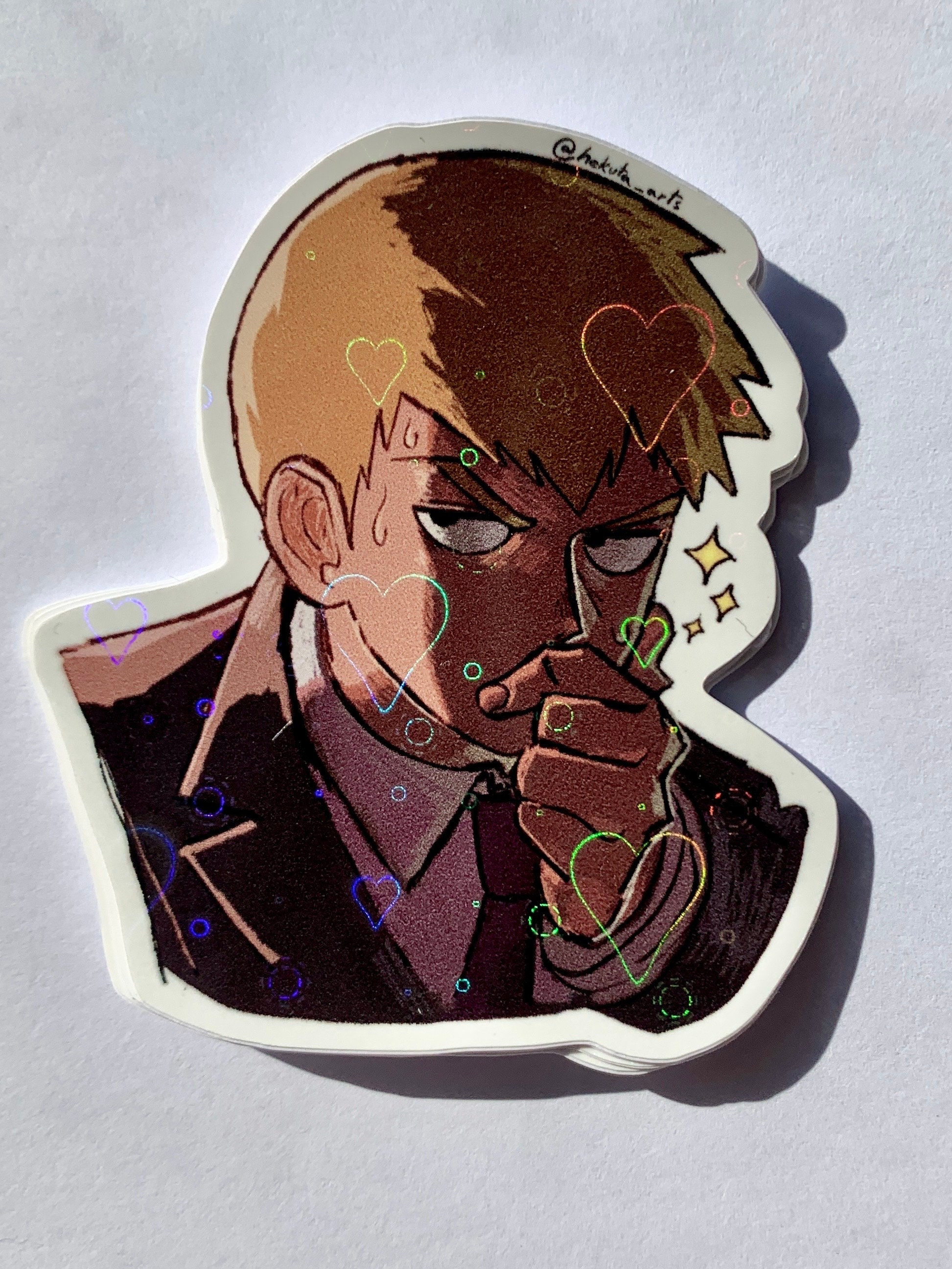 Pegatina Mob Psycho 100 Vinilo Holográfico Laminado Destellos Corazones ...