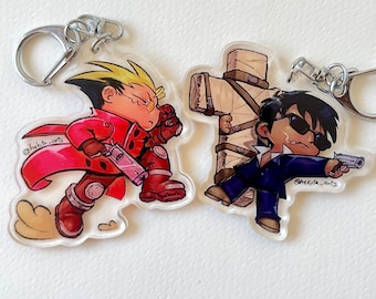 Keychain Vash The Stampede Nicholas D. Wolfwood Trigun 98 Trigun Maximum Charm Chibi Cute 6.5cm 2.5'' inch Vashwood Acrylic double sided