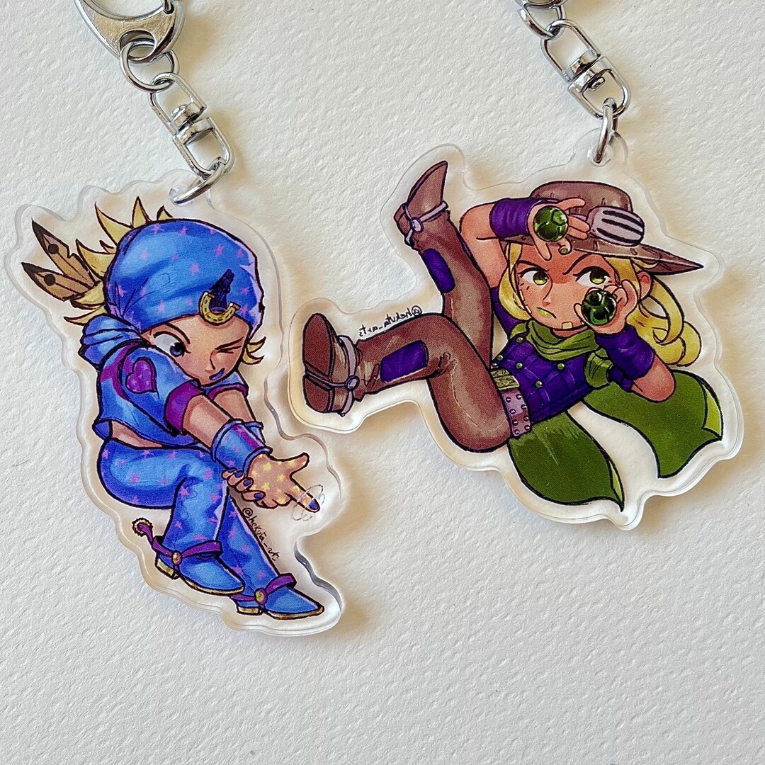 Keychain Johnny Joestar Gyro Zeppeli Steel Ball Run Charm Chibi Cute 6.5cm 2.5'' Jojo's Bizarre