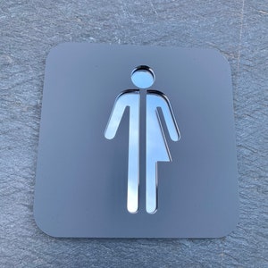 Round Male Toilet Sign Red & White Gloss & Chrome Fixings