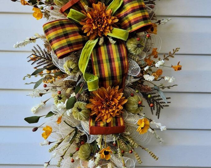 Fall Autumn Pumpkin Swag, Thanksgiving Front Door Decor - Etsy