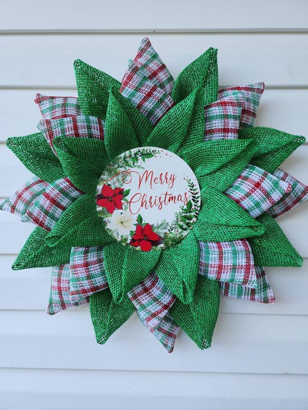 Christmas Flower Door Hanger Wreath, Wall Hanging Front Door Decor Etsy