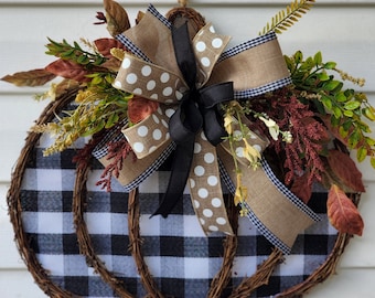 Fall Pumpkin Autumn Door Hanger Wreath, Thanksgiving Front Door Decor