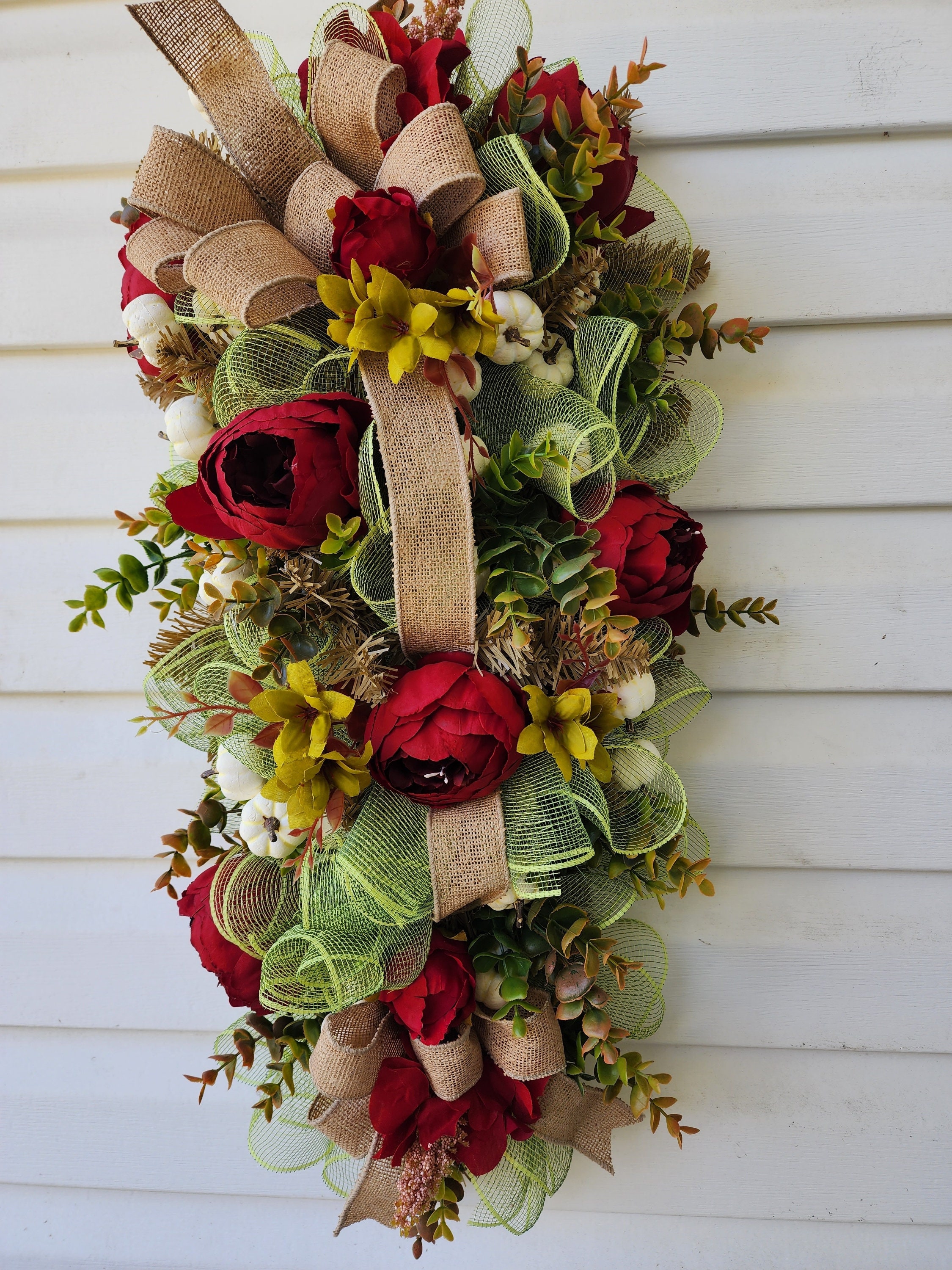 Fall Autumn Pumpkin Swag, Thanksgiving Front Door Decor - Etsy
