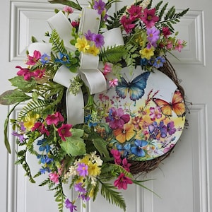 Floral Grapevine Wreath: Spring Summer Door Decor
