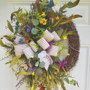 Floral Grapevine Wreath: Spring Summer Door Decor