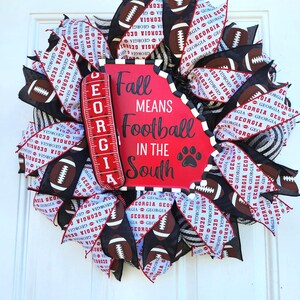 Football Georgia Sports Wreath, Small Football Wreath for storm doors,  Football Front Door Decor, Football Door Hanger, Wall Hanging