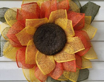 Fall Flower Wreath, Door Hanger, Porch Decor, Wall Hanging