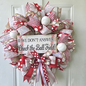 Baseball Wreath: Sports Front Door Decor, Wall Hanging