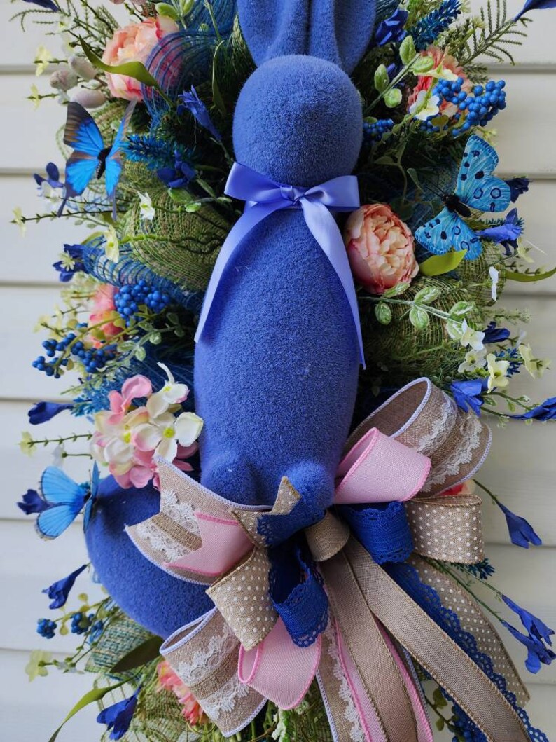 Easter Swag Wreath, Bunny Wreath, Door Hanger, Farmhouse, Rustic, Wall