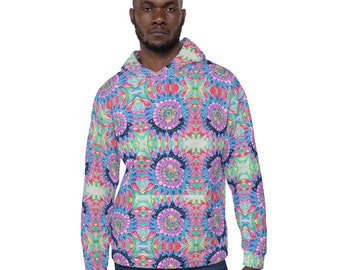 Recycled Unisex Hoodie Flower of Life – Colorful Streetstyle Sweatshirt