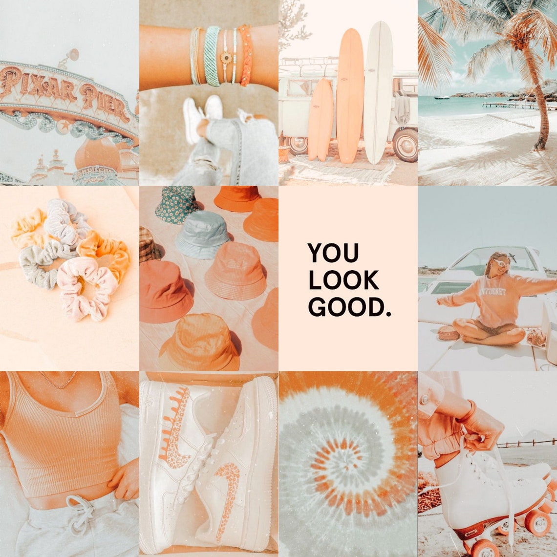 Peach Wall Collage Kit Beach Wall Prints Peach VSCO Wall Etsy