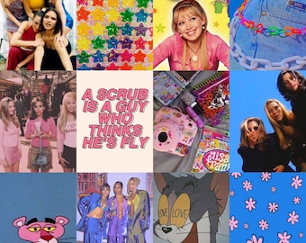 90s Aesthetic Wall Collage Kit, Y2k Aesthetic Wall Collage, Y2k Themed Prints (PHYSICAL PRINTS) 20-60 pcs