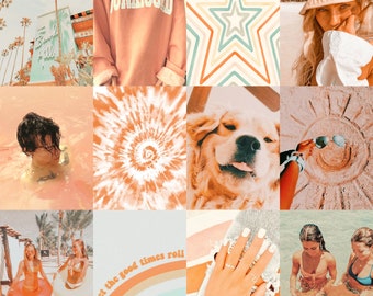 Peach Wall Collage Kit, Beach Wall Prints, Peach VSCO Wall Collage, Soft Peach Aesthetic Collage (DIGITAL DOWNLOAD) 103 pcs