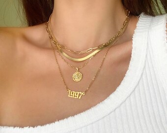 Birth Year Necklace Gold - Etsy