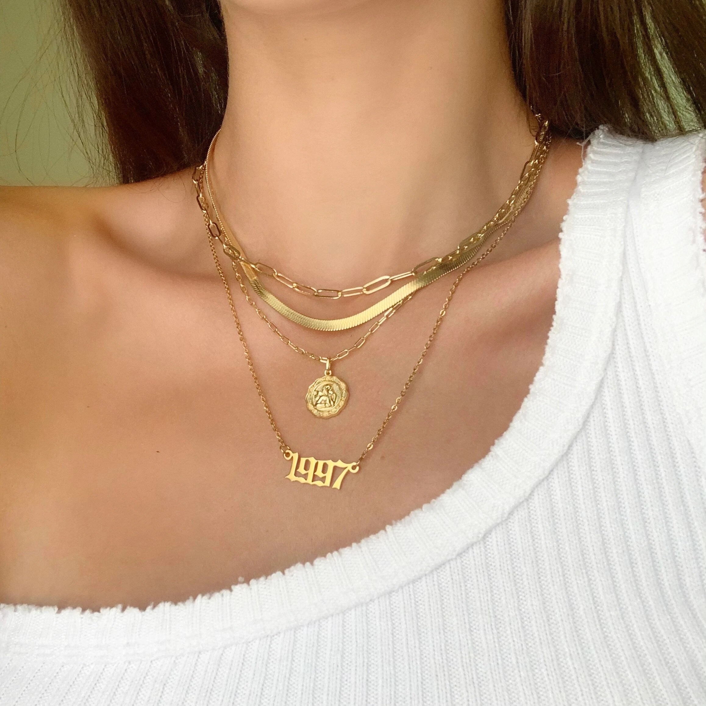 18k Gold Plated Year Necklace Birth 