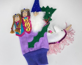 Guante de peluche de marioneta de dedo de cuento de hadas vintage para bebés y niños.
