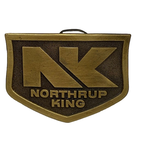 Vintage 1970's Northrup King Logo Brass Plated Belt Buckle