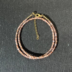 Chocolate Moonstone Beaded Choker: 14k Gold Filled June Birthstone Necklace