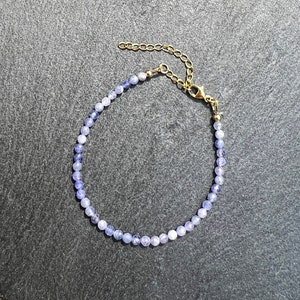 AAA Tanzanite Beaded Bracelet: 14k Gold Filled, December Birthstone