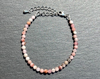 Dainty Kunzite Beaded Bracelet: 4mm Micro-Faceted Gemstone Jewelry