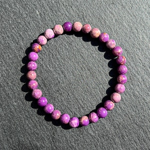 Phosphosiderite Crystal Bracelet,  6mm Phosphosiderite Gemstone Beaded Bracelet 6mm, Purple Lavender, gifts for her