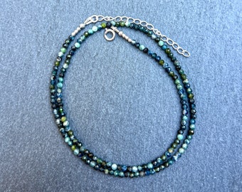 Paraiba Blau Turmalin Halskette: Sterling Silber Perlen Indigolith Edelstein