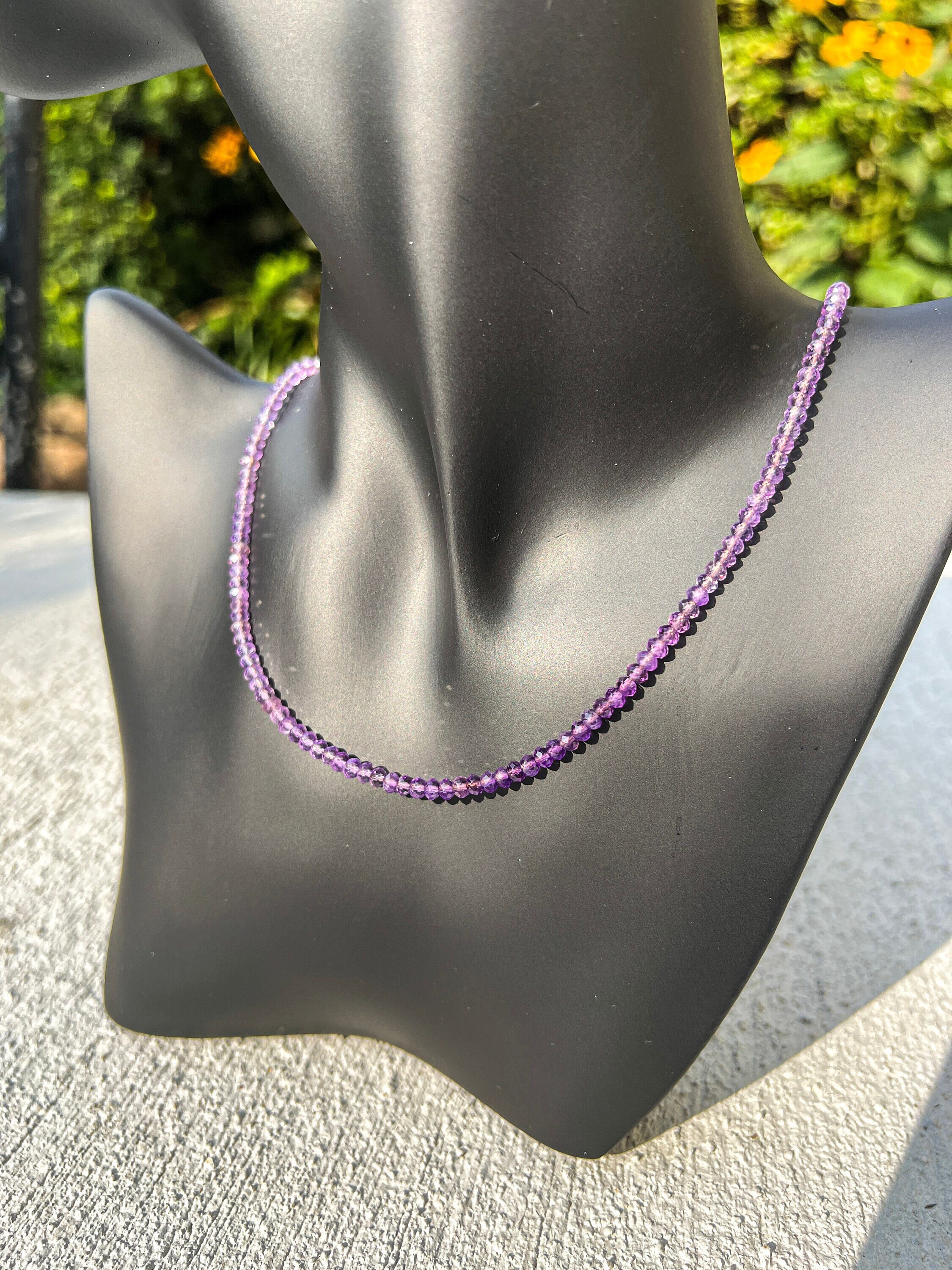 AAA Amethyst Perlen Halskette, Ombre Verlaufs Edelstein Schmuck, Länge verstellbar, Geburtstagsgeschenk
