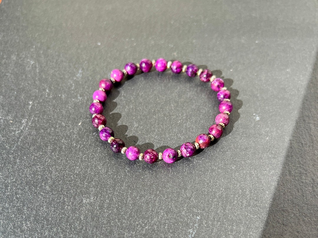 Lepidolite Crystal Bracelet, Lepidolite Beaded Gemstone Bracelet