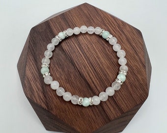 White Jade & Green Moonstone Gemstone Healing Crystal Bracelet