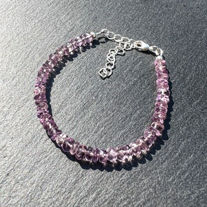Lilac Amethyst Beaded Bracelet: Faceted Gemstone, February Birthstone