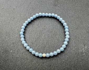 Pulsera de angelita azul AAA: delicada pulsera de cuentas de piedras preciosas de 4 mm