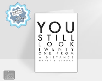 Gráfico ocular divertido - Tarjeta de cumpleaños digital e IMPRIMIBLE 5 x 7 pulgadas