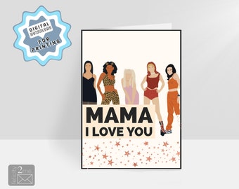 Tarjeta de regalo imprimible de las Spice Girls para el Día de la Madre (Descarga digital)