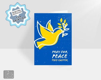 Digitaler Download PRAY FOR PEACE Osterkarte. Sofort drucken, Liebe und Unterstützung zeigen