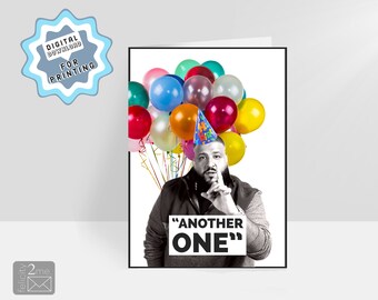Tarjeta de cumpleaños IMPRIMIBLE de DJ Khaled 7x5 pulgadas