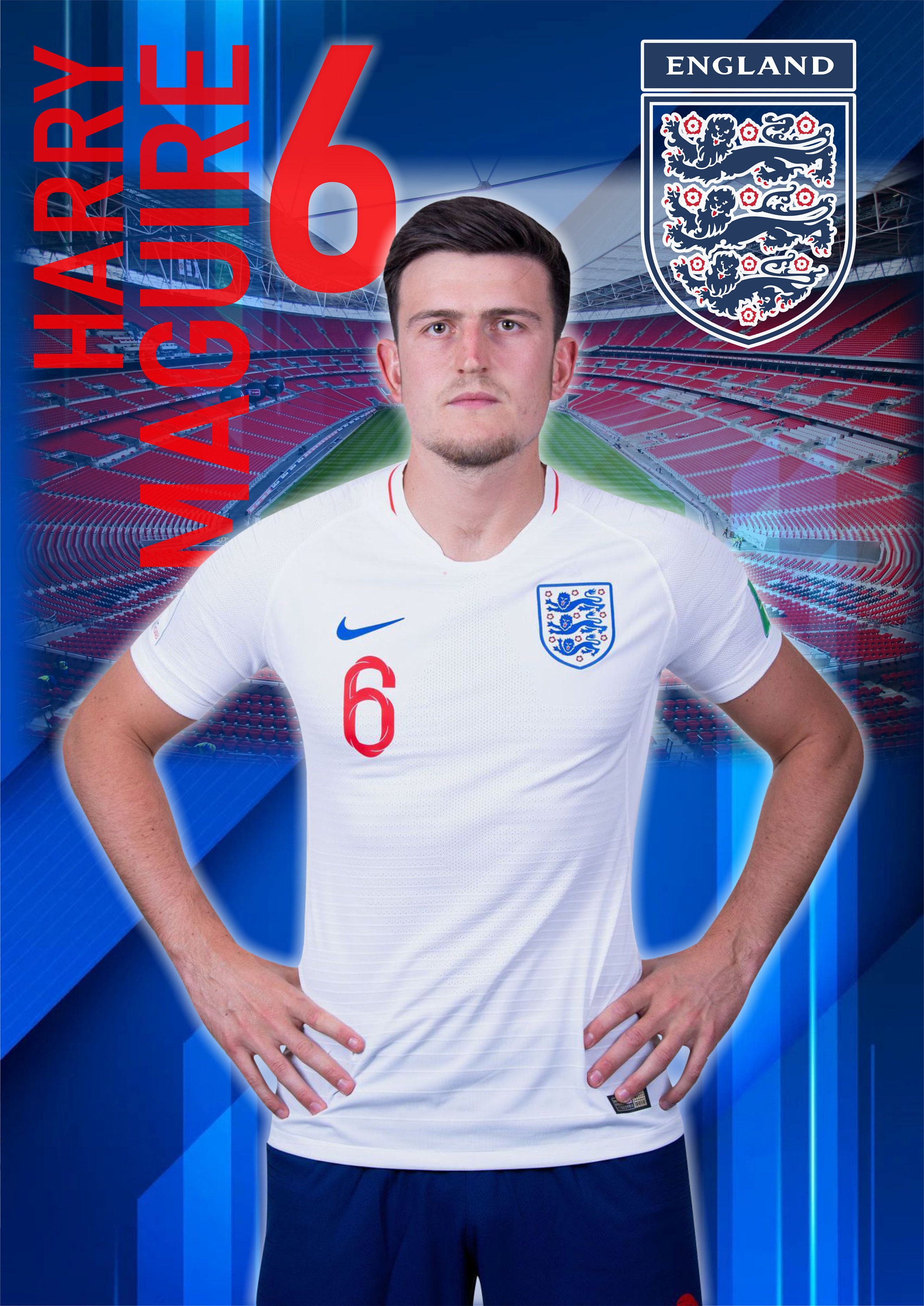 Harry Maguire England Football Wall Art A3 and A4 Etsy