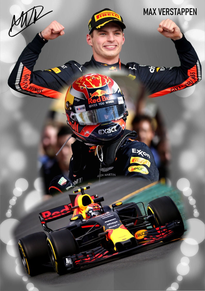 Max Verstappen Poster Formula 1 Red Bull F1 Signature High Etsy UK