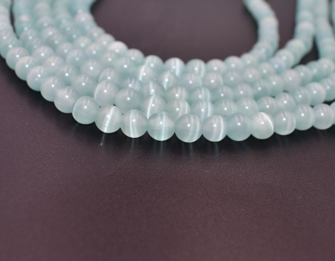 8mm Blue Monalisa Beads Natural Selenite Round Shape Smooth | Etsy