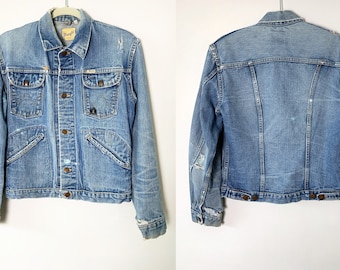 ジャケット・アウター 60s VINTAGE WRANGLER 33MJZ 44 SATAIN VINTAGE Wrangler Jacket 42 XL Blue Denim Trucker Sanforized