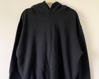 Sudadera con capucha pesada de gran tamaño básica negra con bolsillos laterales