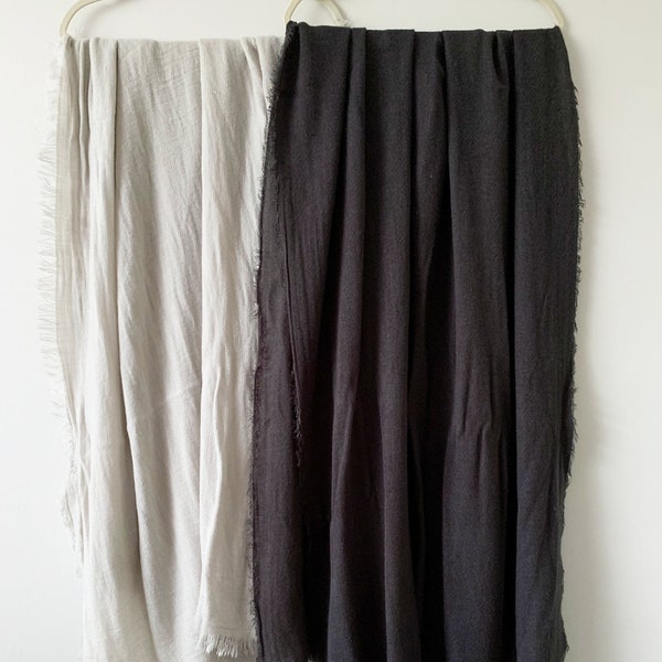 Vintage 2 Super Soft Wrap/Scarves - Dark Gray And Beige Color With Fringe All Around